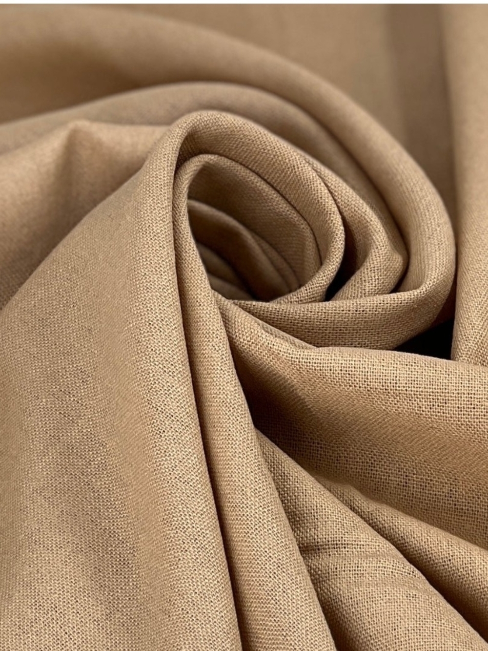 Laundered Linen Cotton Blend in Khaki Tan - 2 Yds
